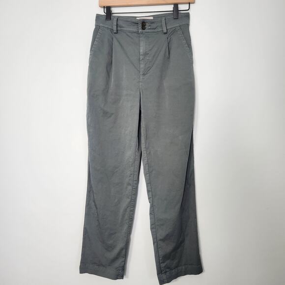 Everlane The Pleated Chino Straight Leg Pant in Balsam Green, 0 - Picture 2 of 9